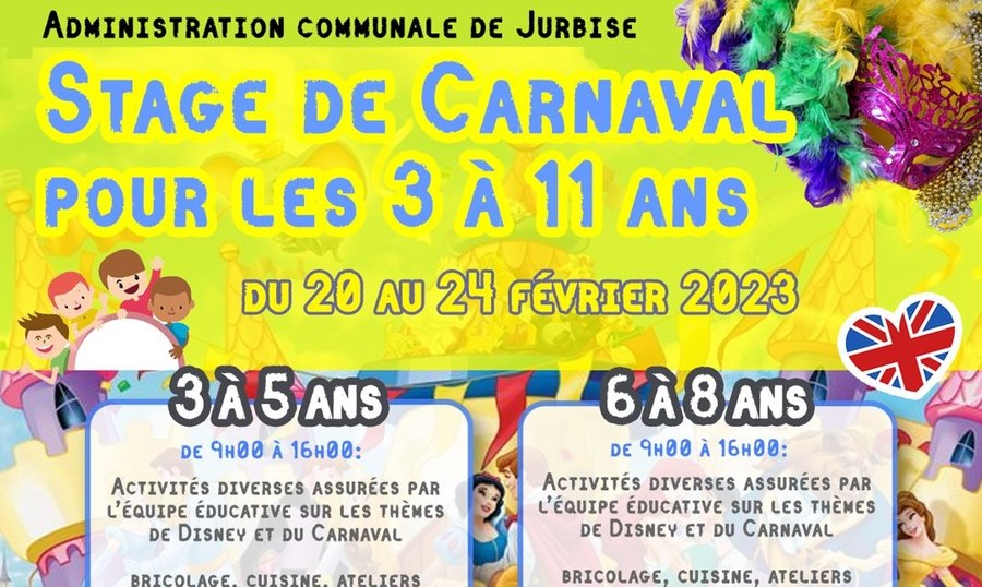 Stage de carnaval pour les enfants de 3 à 11 ans