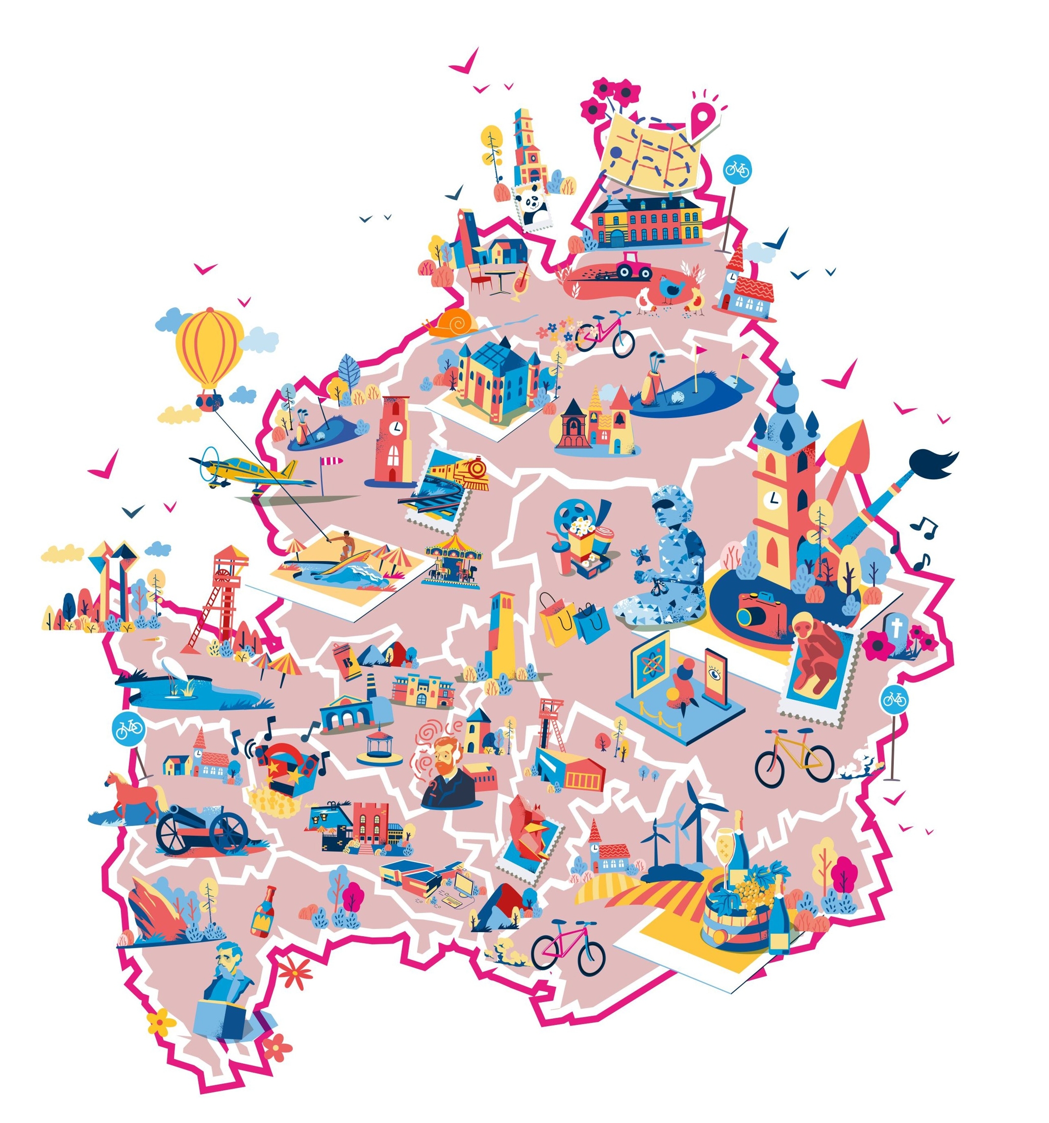 Carte touristique des communes représentées par VisitMons